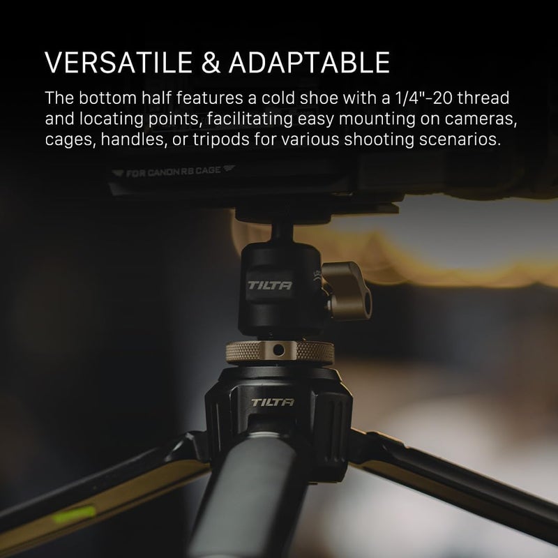 Tilta Mini Ball Head Mount | Adjust Angle of External Monitors or On-Board Lights | Ensures Accessories Stay Secure | Easy to Adjust (1/4"-20 with Locating Pins) TA-MBH-1420-B - Image 3